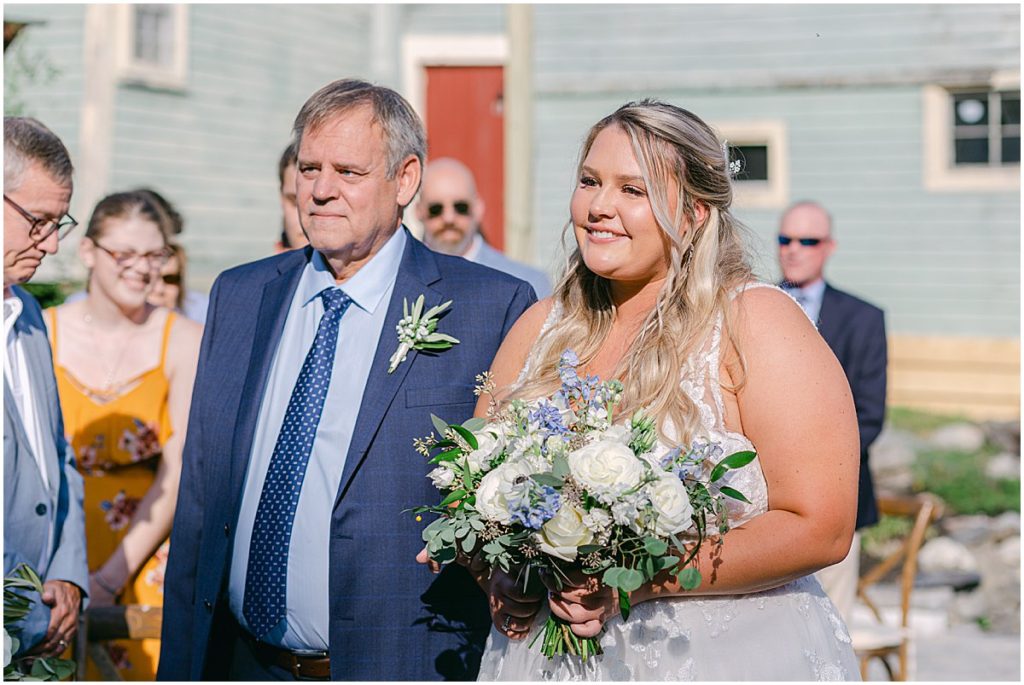 Summer Wedding Bride Walking Down Aisle