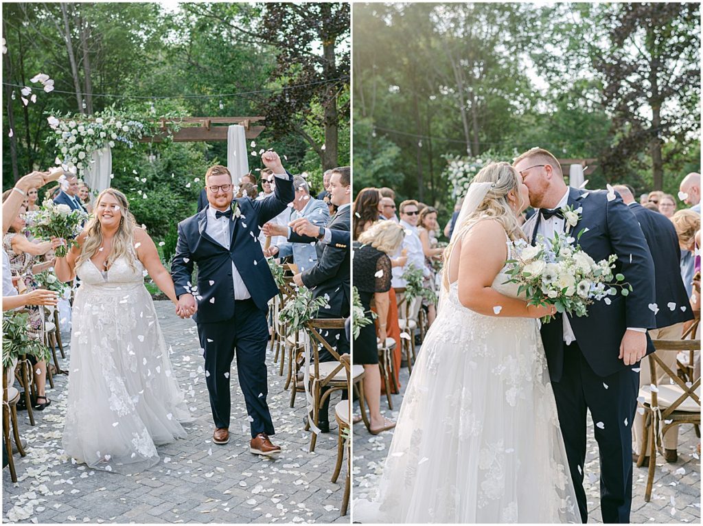 Backyard Summer Wedding Ceremony Rose Petal Exit