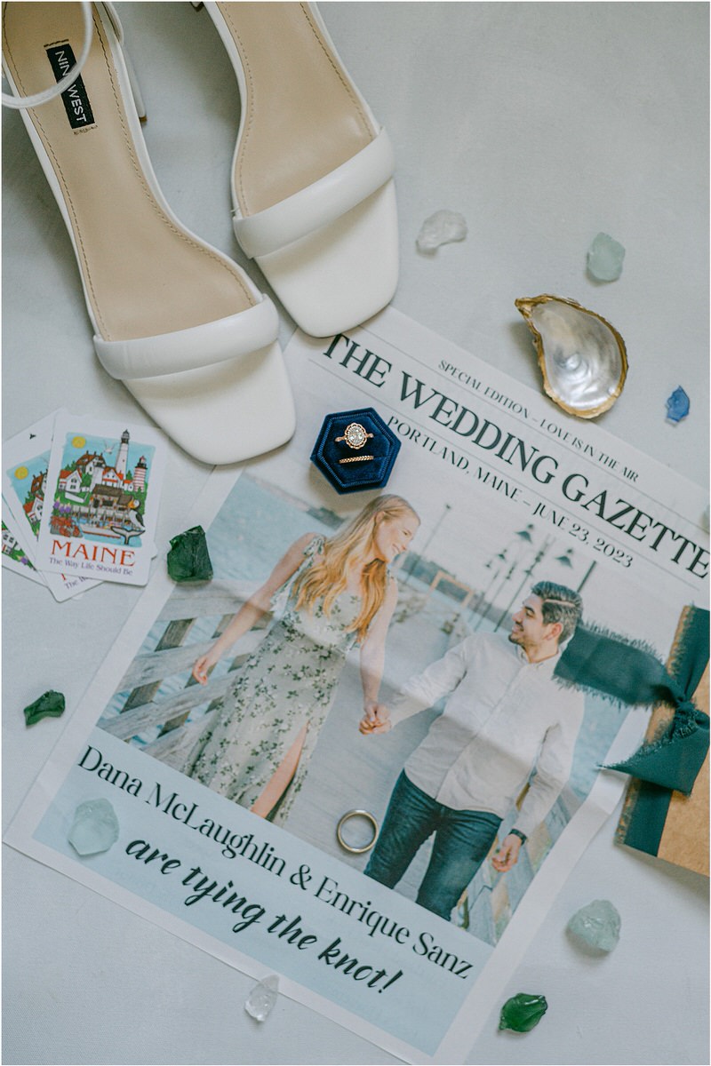 wedding flat lay for Maine Coastal Wedding