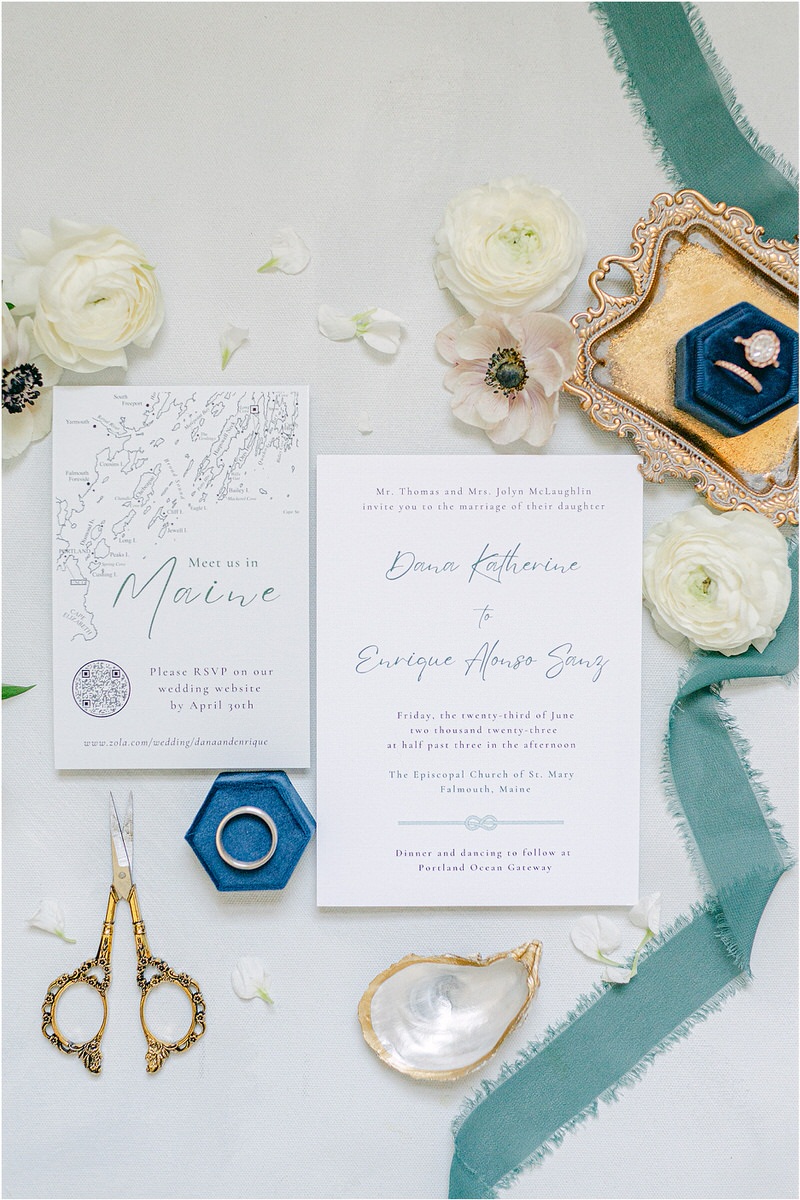 Wedding invitation suite for Maine Coastal Wedding