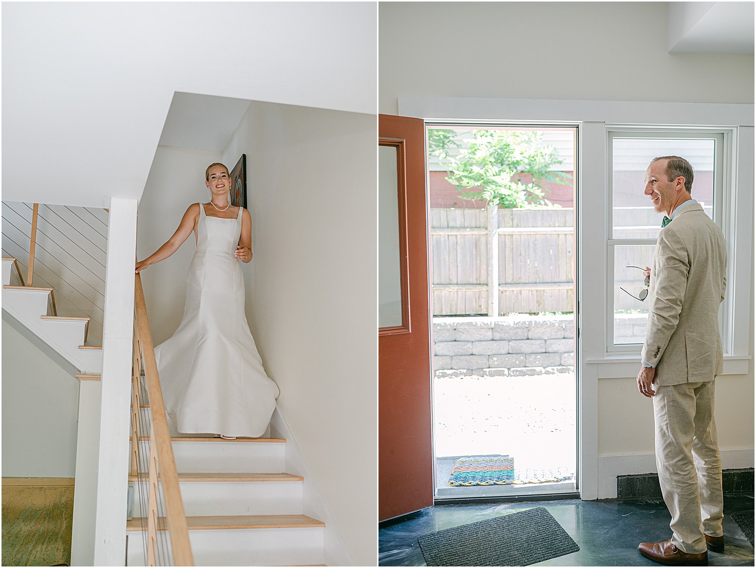 Father and daughter first look for Maine Coastal Wedding
