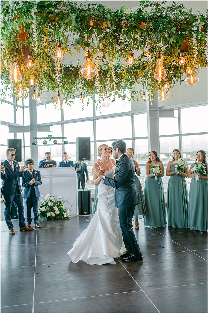 Bride and groom dance together for Rachel Campbell Photography