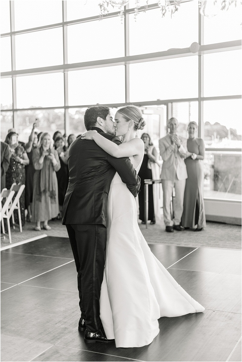 Bride and groom dance together for Rachel Campbell Photography