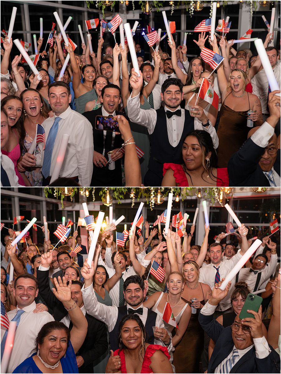 Family and friends dance and shout together for Rachel Campbell Photography