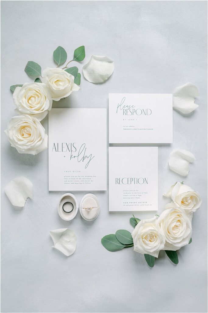 Stunning luxury invitation suite for Owls Head, ME Wedding 