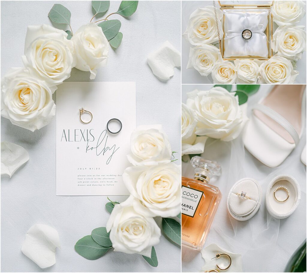 Gorgeous flatlay for Owls Head, ME Wedding 