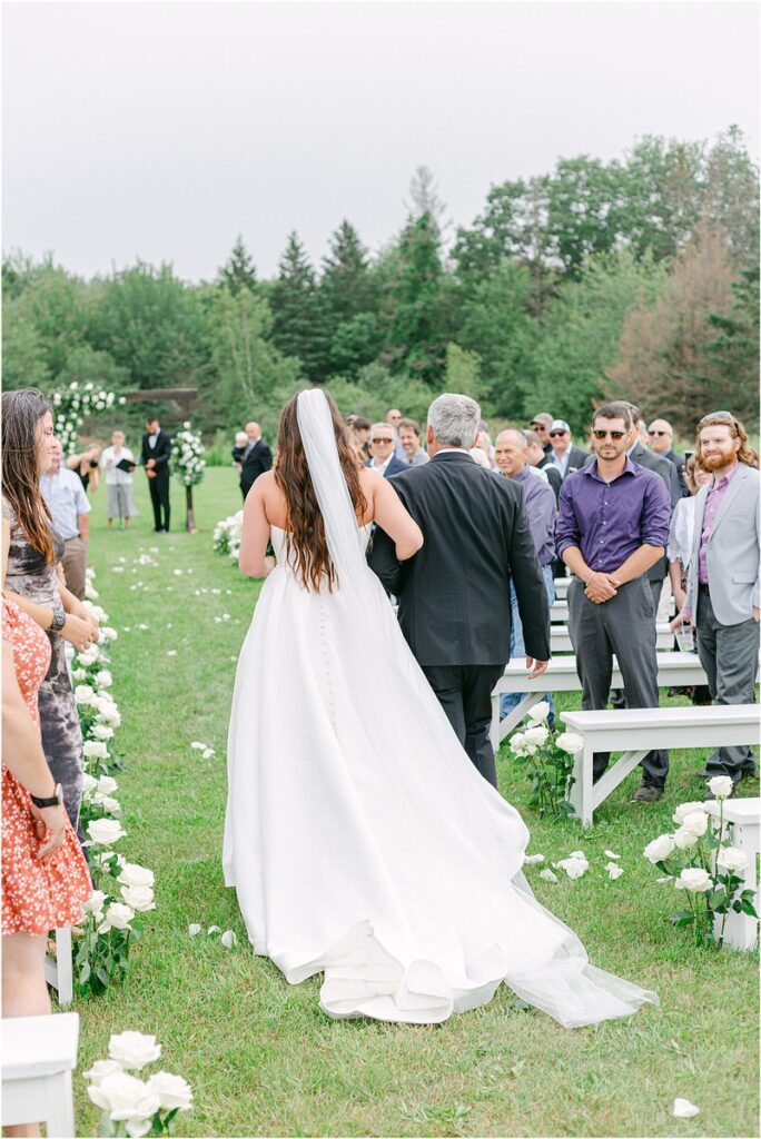 Father and daughter walk down the aisle for Owls Head, ME Wedding 