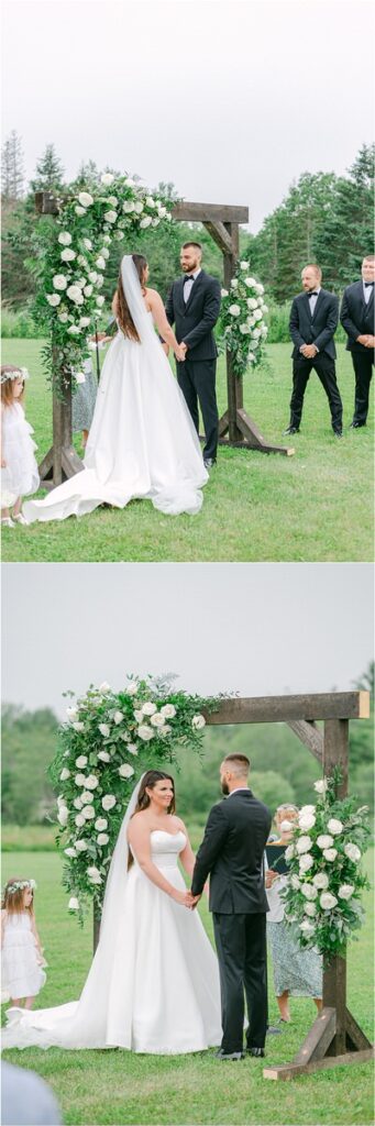 Couple stand at the altar for Owls Head, ME Wedding 