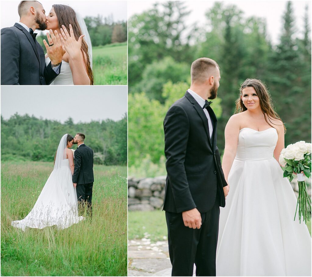 Bride and groom share smiles for Owls Head, ME Wedding 