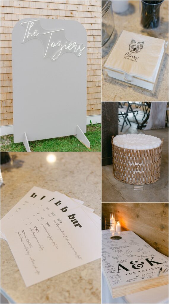 Wedding reception decor for Maine Barn Wedding