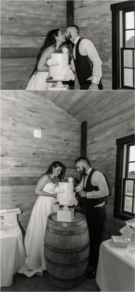 Couple enjoy cake together for Rachel Campbell Photography