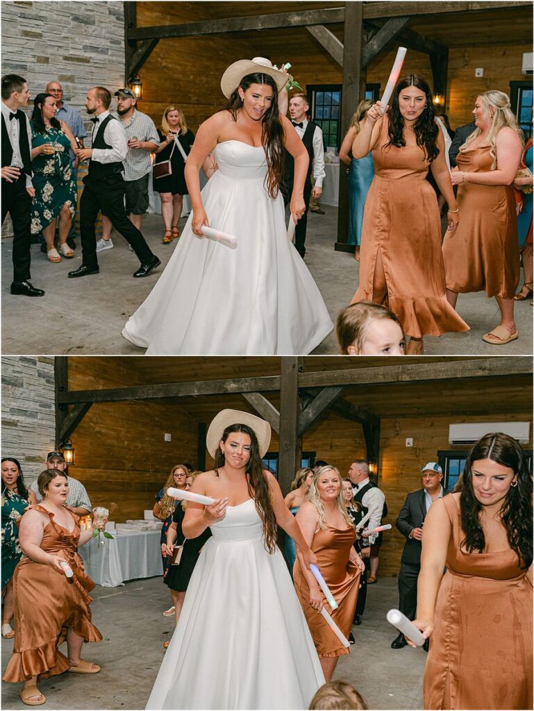 Bride dances with family and friends for Rachel Campbell Photography