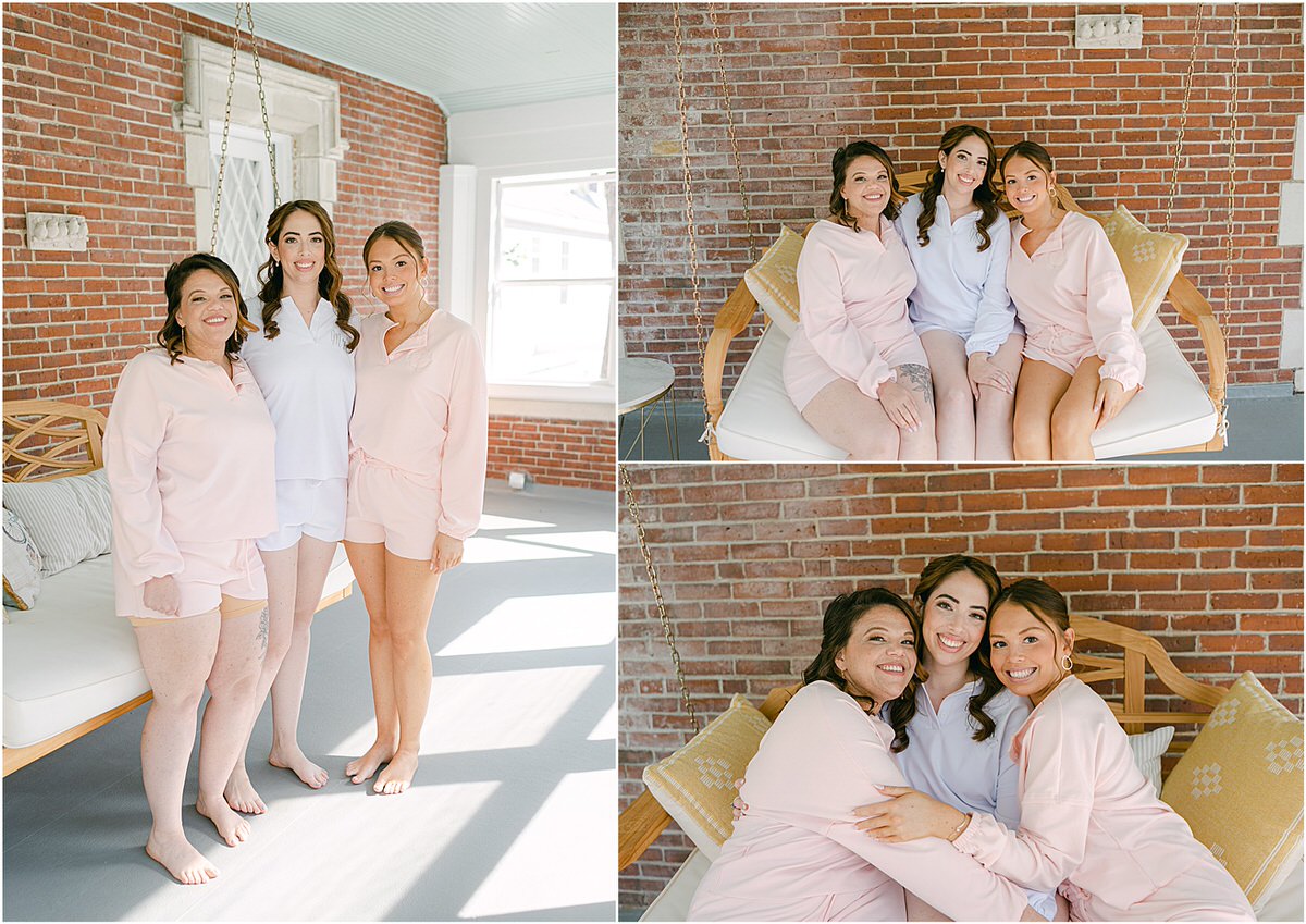Bride gets ready with friends and family for wedding at Bar Harbor Club