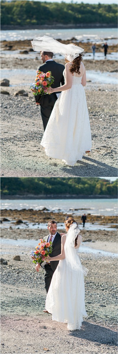 First look for bride and groom at Bar Harbor Club