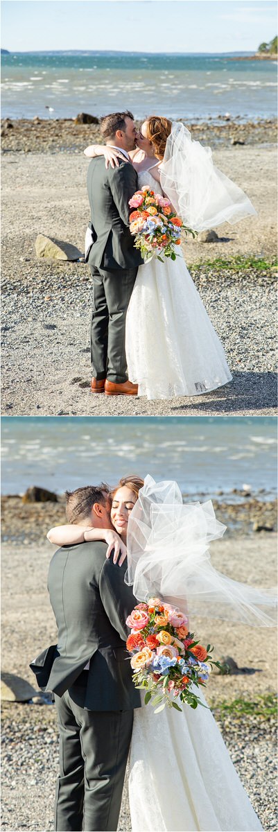 Husband and wife see each other before wedding at Bar Harbor Club