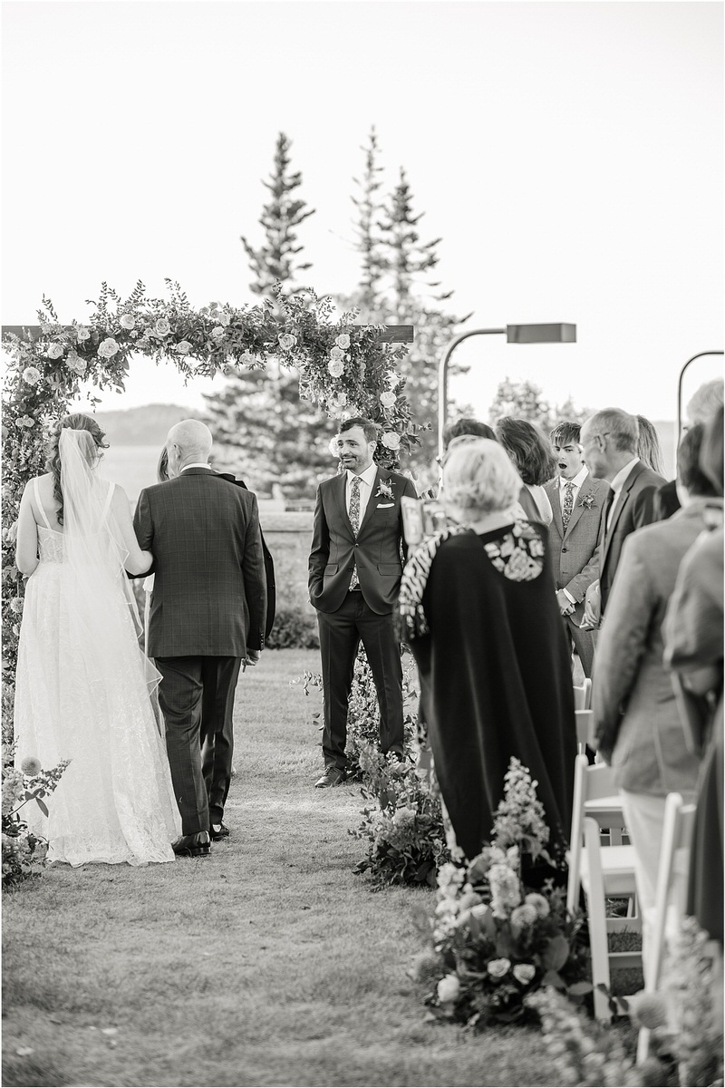 Groom sees bride for Maine Fall Wedding