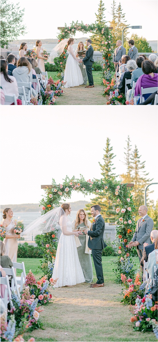 Gorgeous colorful wedding reception for Maine Fall Wedding