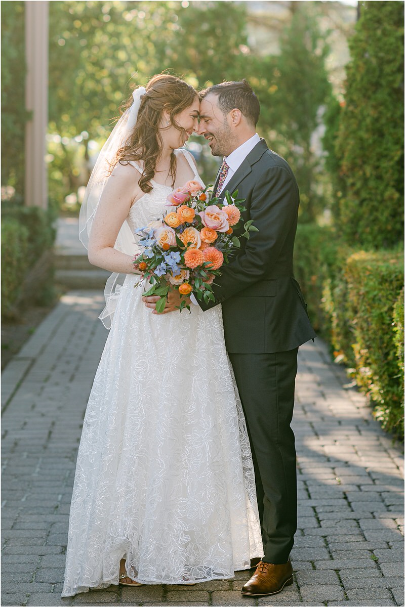Couple laugh together for Maine Fall Wedding