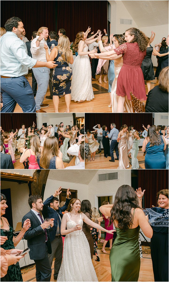 Family and friends dance with couple for Rachel Campbell Photography