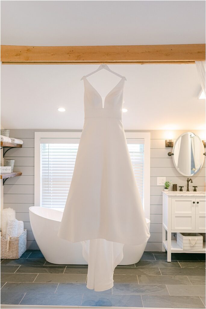 Bridal gown at Beech Ridge Barn