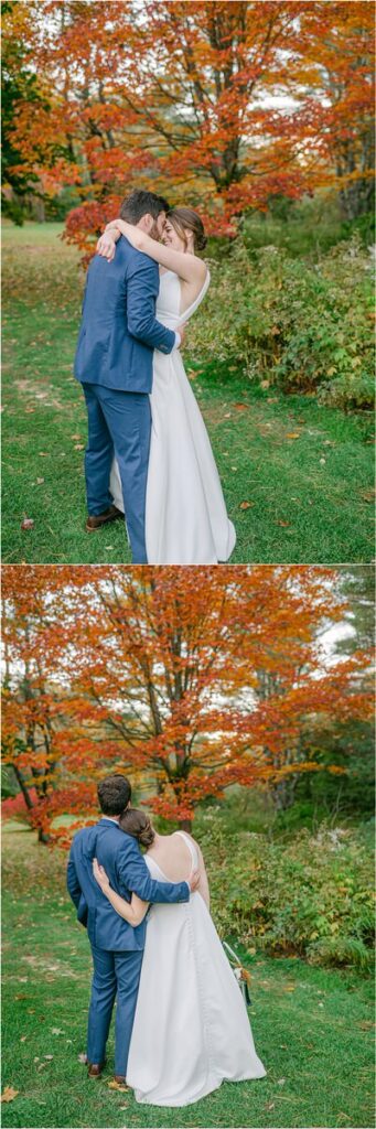 Husband and wife stand and dance together at Beech Ridge Barn
