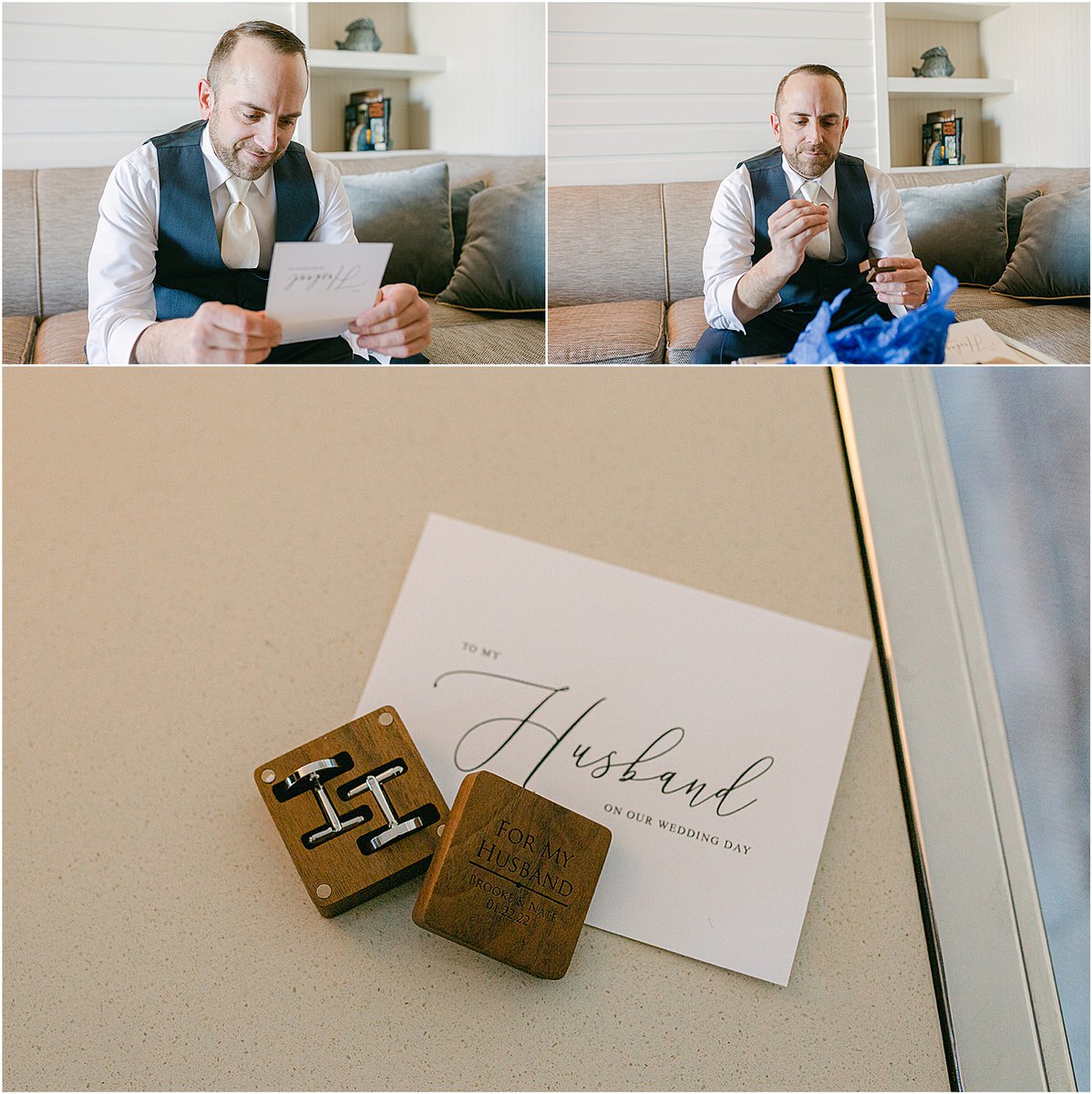 Groom gets ready for wedding at Samoset Resort