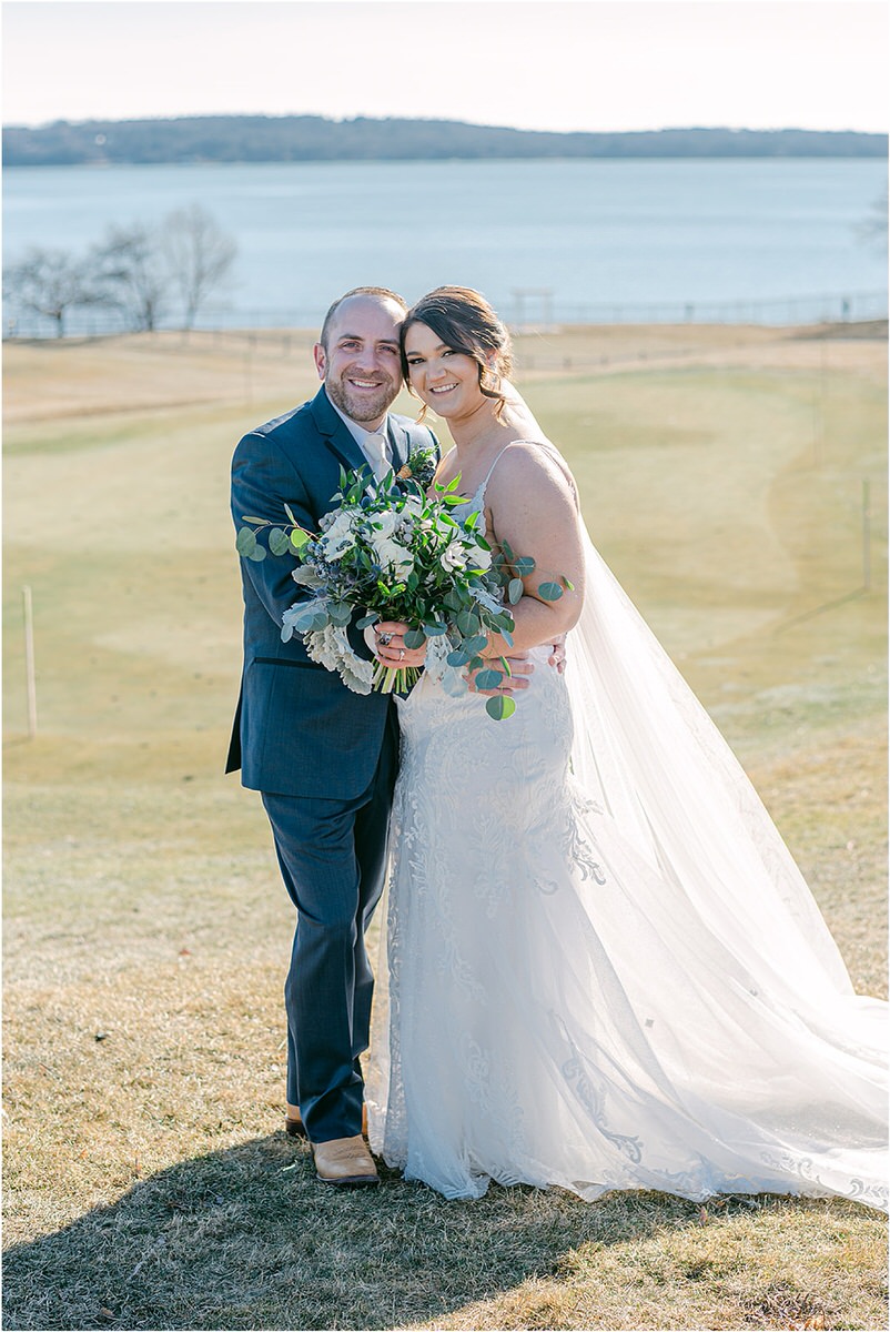 Happy couple smile together for wedding at Samoset Resort