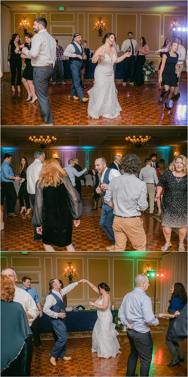 Family and friends dance together by Rachel Campbell Photography