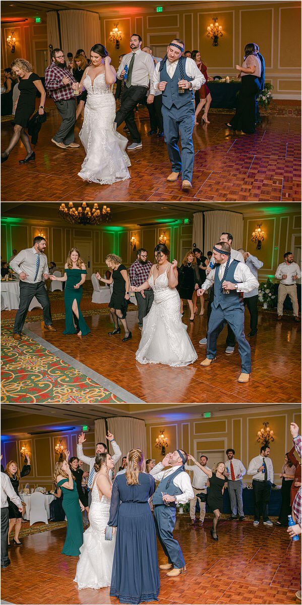Family and friends dance together by Rachel Campbell Photography