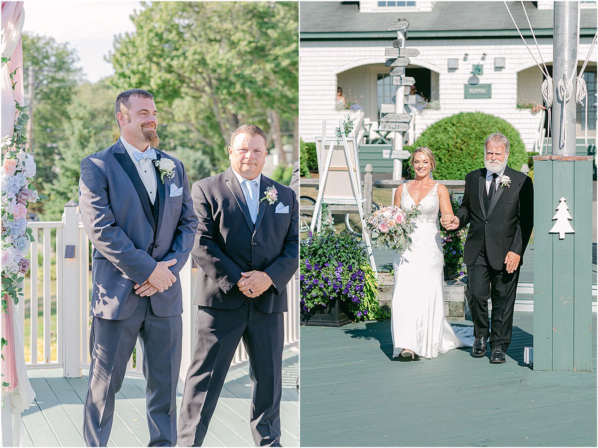 Groom sees bride for the first time at Spruce Point Inn