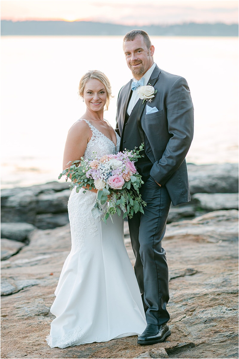 couple hold each other close at Spruce Point Inn