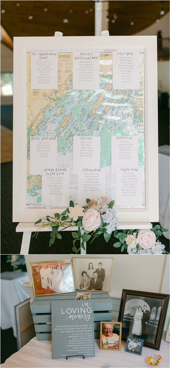 Wedding guest table seating chart for Rachel Campbell Photography