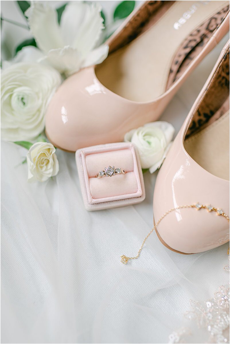 Stunning bridal details for wedding at The 1812 Farm