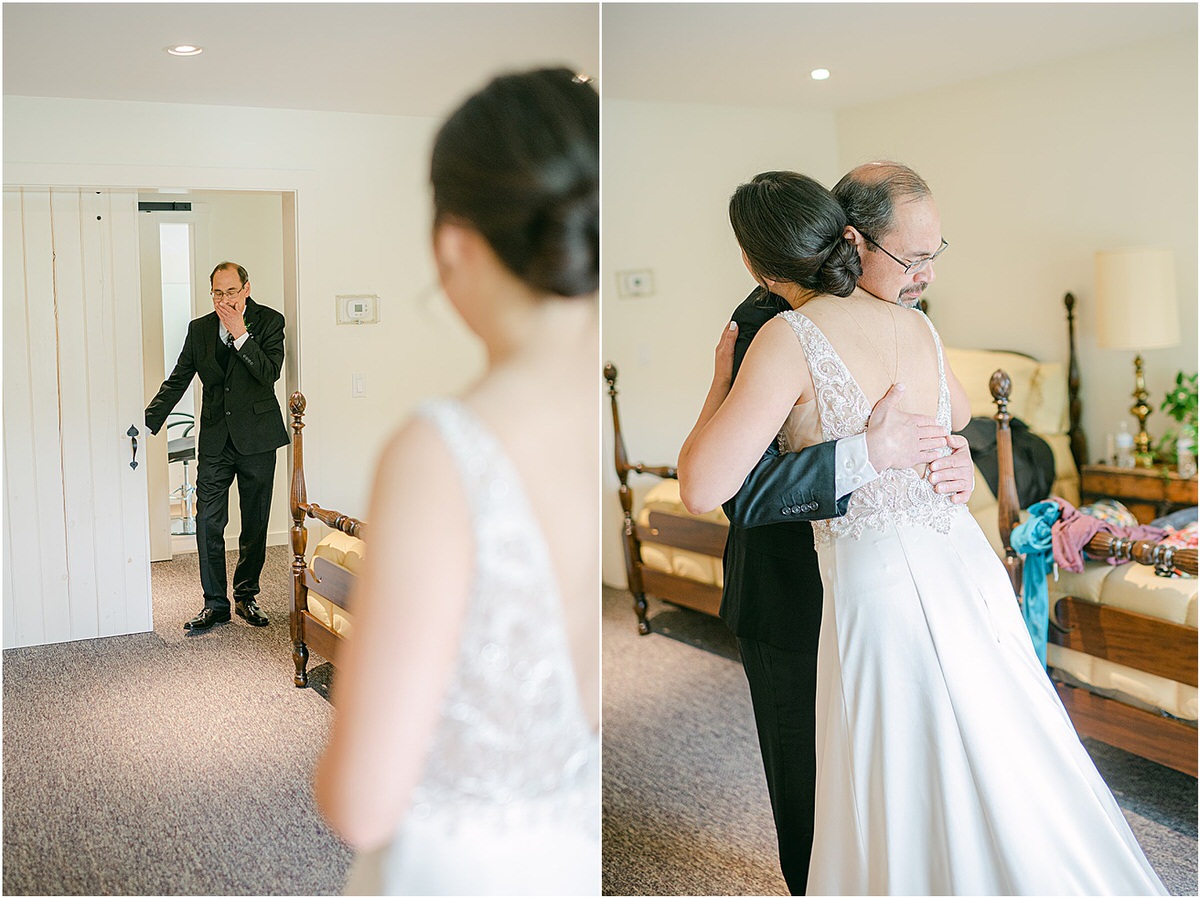 Father and daughter first look for wedding at The 1812 Farm