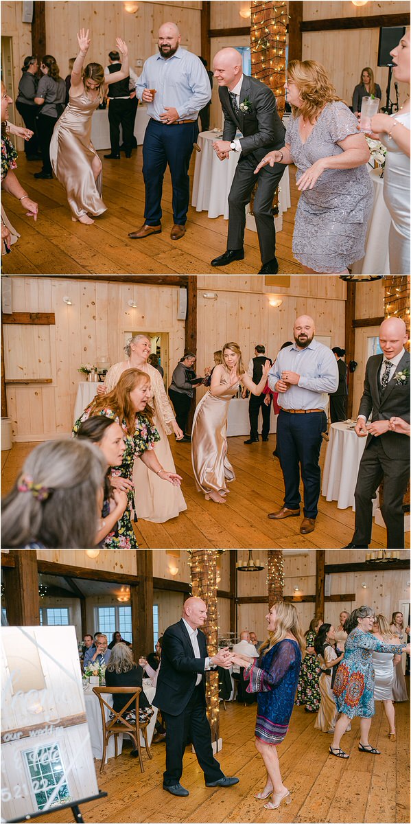 Family and friends dance together for New England Wedding Photographer