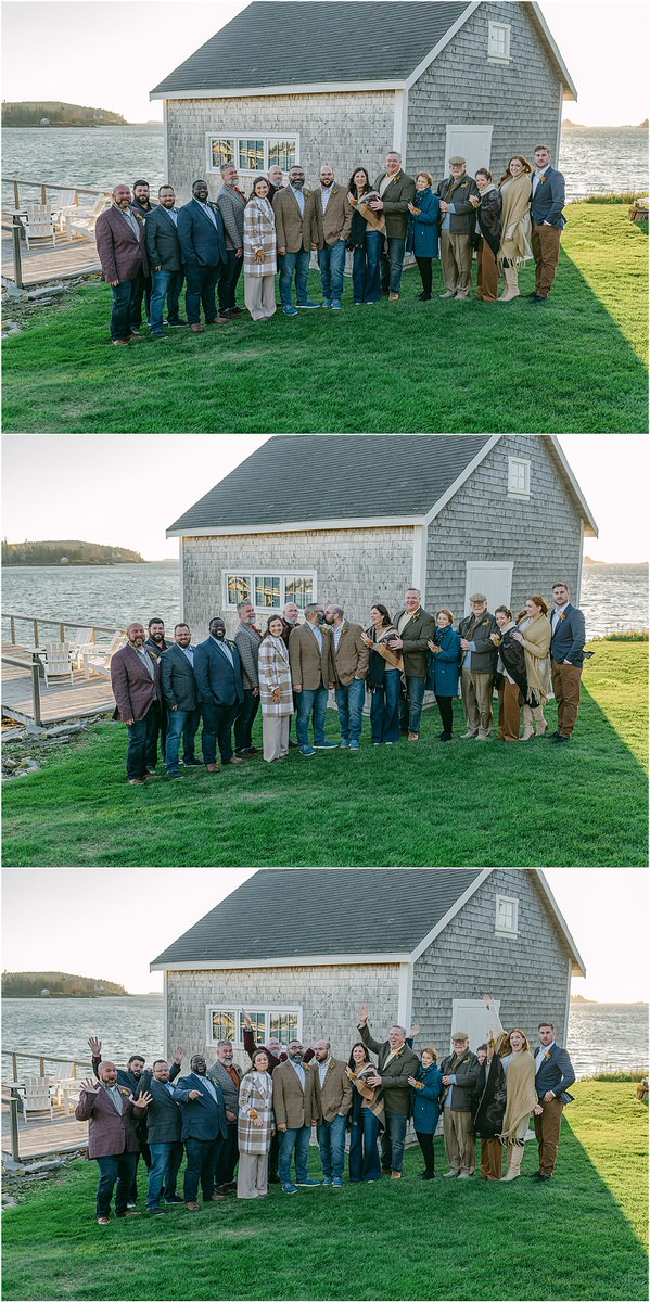 Family and friends celebrate with the happy couple for Rachel Campbell Photography