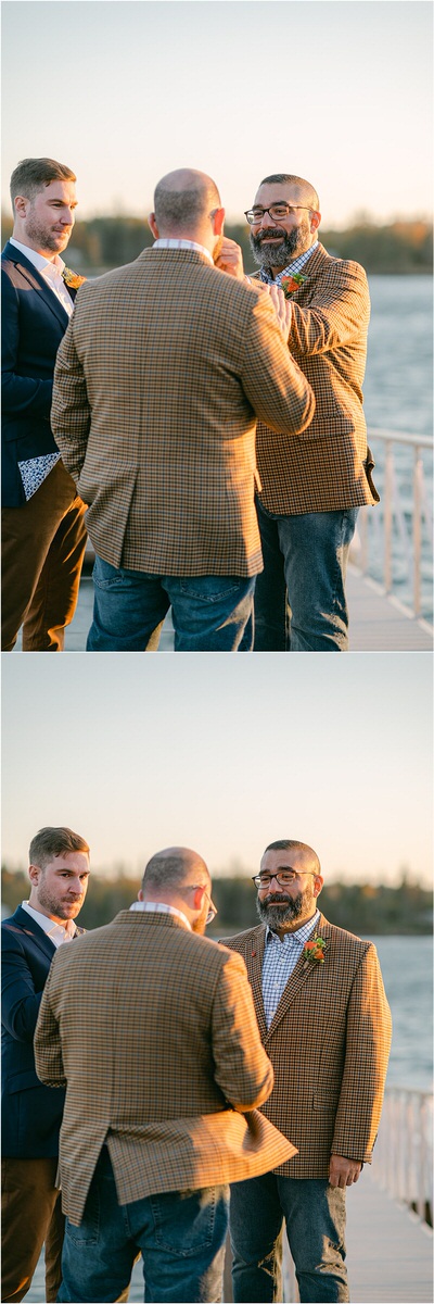 Two men during their emotional wedding ceremony for Rachel Campbell Photography
