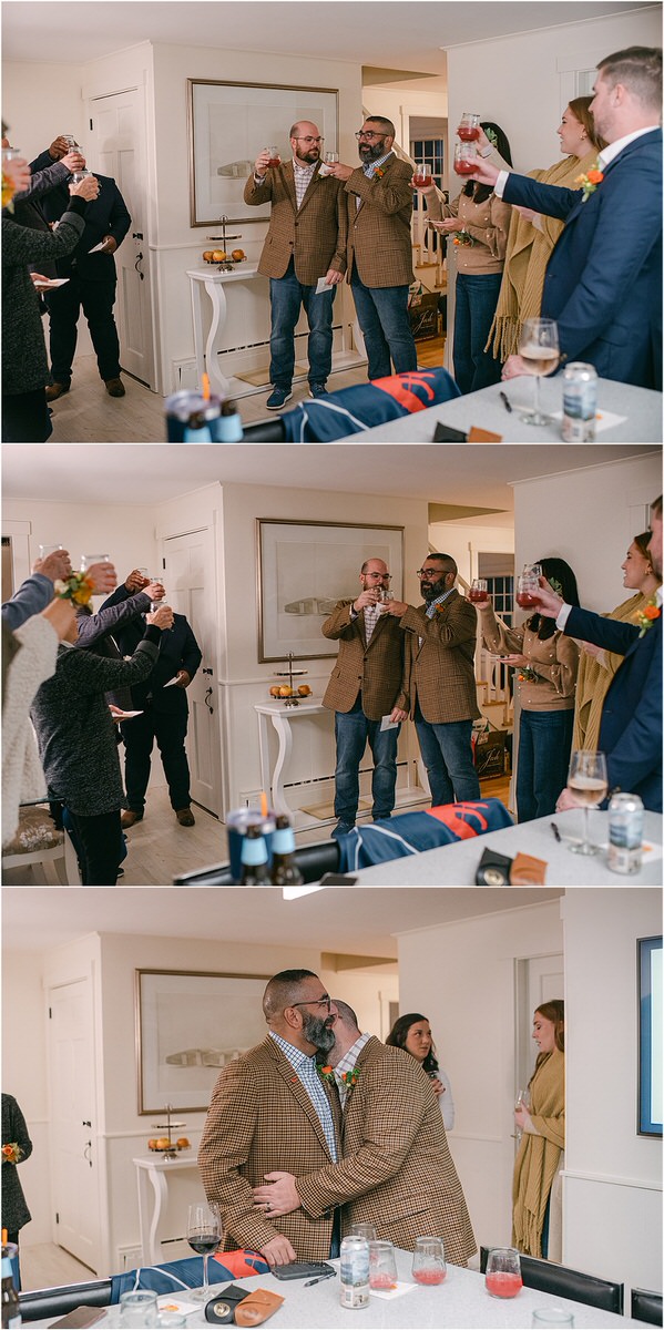 Family and friends celebrate with the happy couple for Rachel Campbell Photography