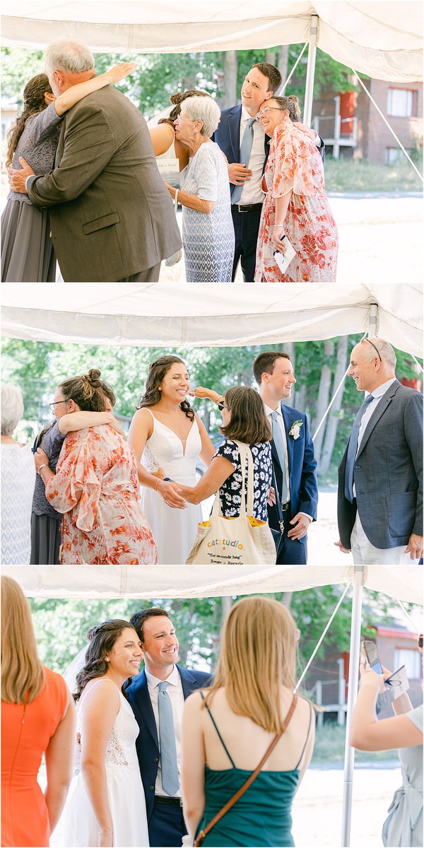 Couple greets guest for wedding at Portland's Ocean Gateway