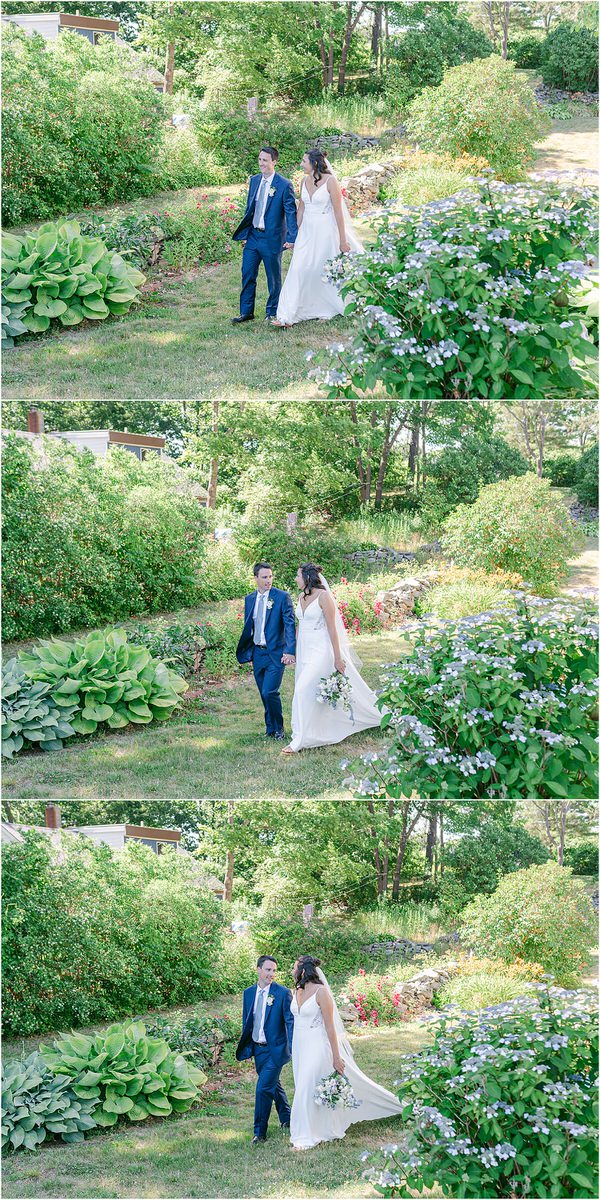 Couple walk hand in hand before celebration at Portland's Ocean Gateway