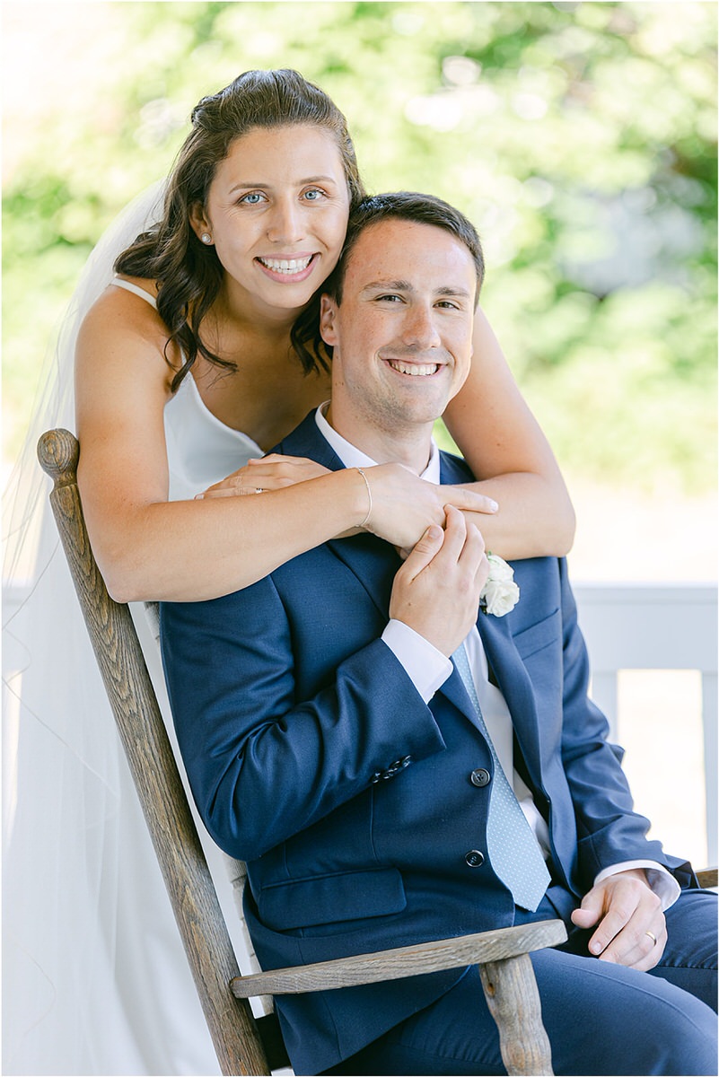Birde gives groom a hug before celebration at Portland's Ocean Gateway