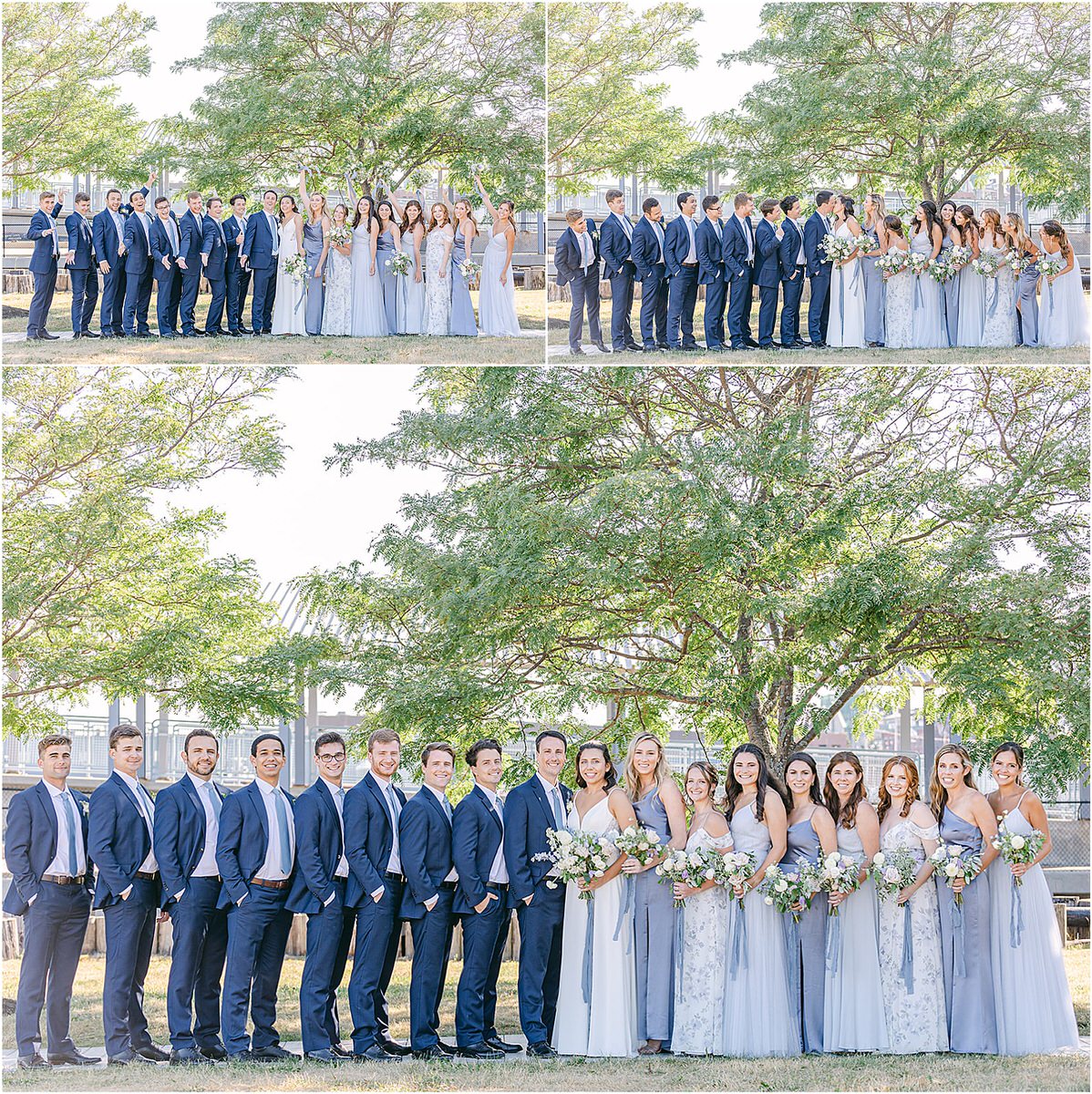 Wedding party celebrate with bride and groom for Rachel Campbell Photography