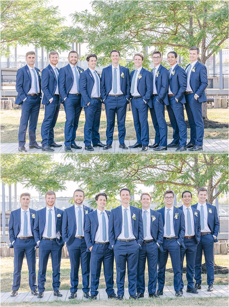 Groomsmen celebrate with groom for Rachel Campbell Photography
