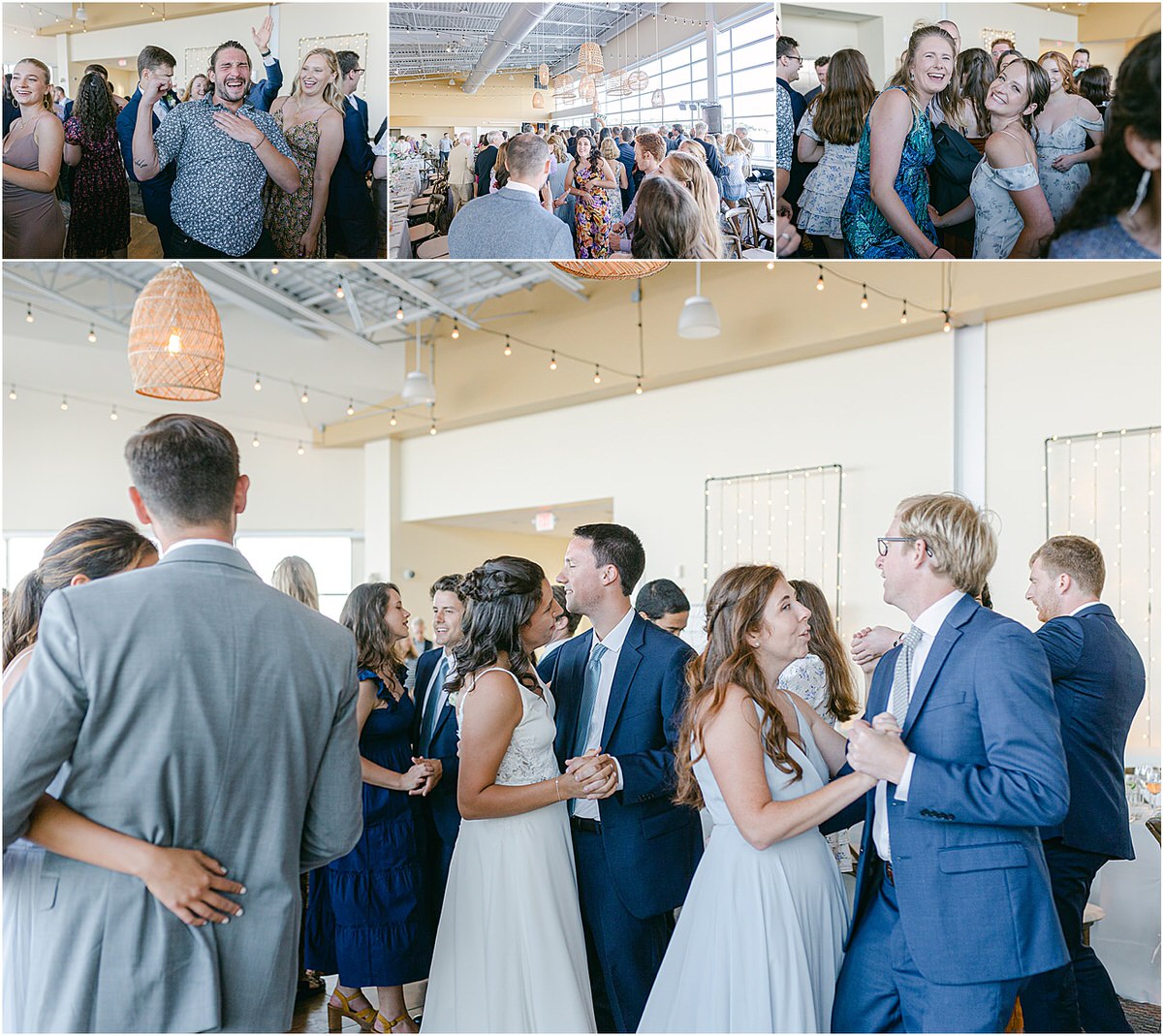 Family and friends celebrate with bride and groom for Rachel Campbell Photography