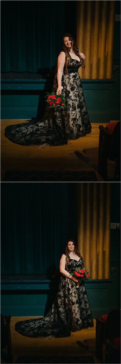 Bride shares a bug smile at The Strand Theatre