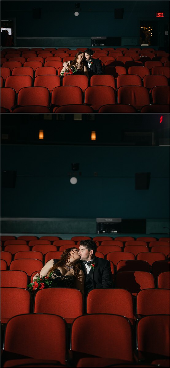Man and woman sit together in The Strand Theatre