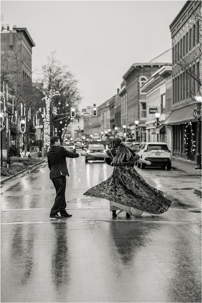 Couple walk down road together for Rachel Campbell Photography