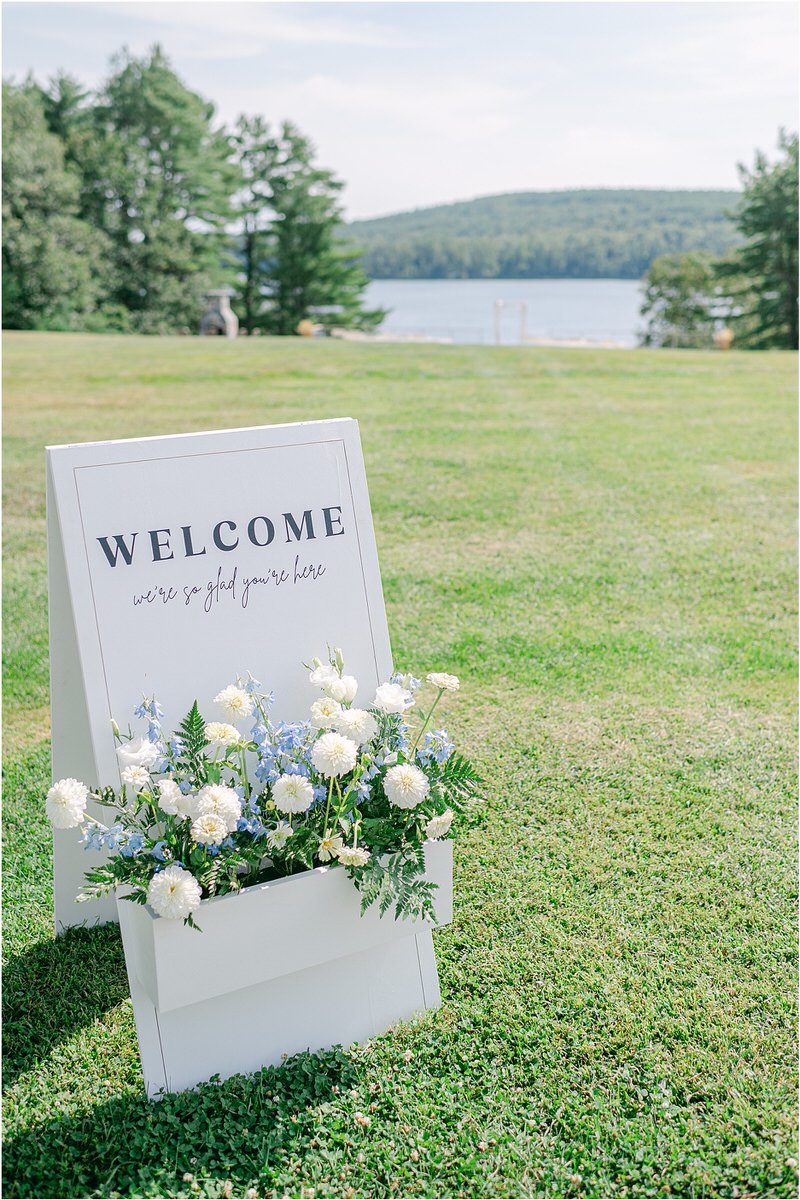 Custom wedding ceremony sign at Bear Mountain Inn