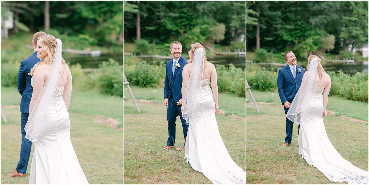 Groom sees bride for the first time at Bear Mountain Inn