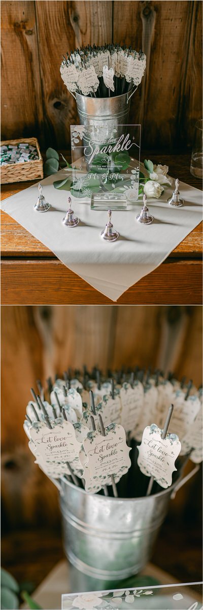 Wedding sparklers displayed at Harmony Hill Farm